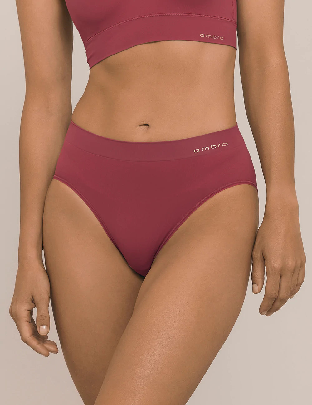 Ambra Bondi Bare Hi-Cut Brief - #color_Garnet